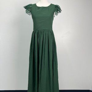 JJ's House Green Long Chiffon Junior Bridesmaid Dress Sz 16 208611 Lace Trim